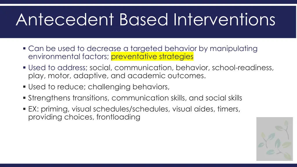 antecedent based interventions