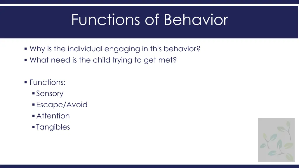 functions of behavior 1