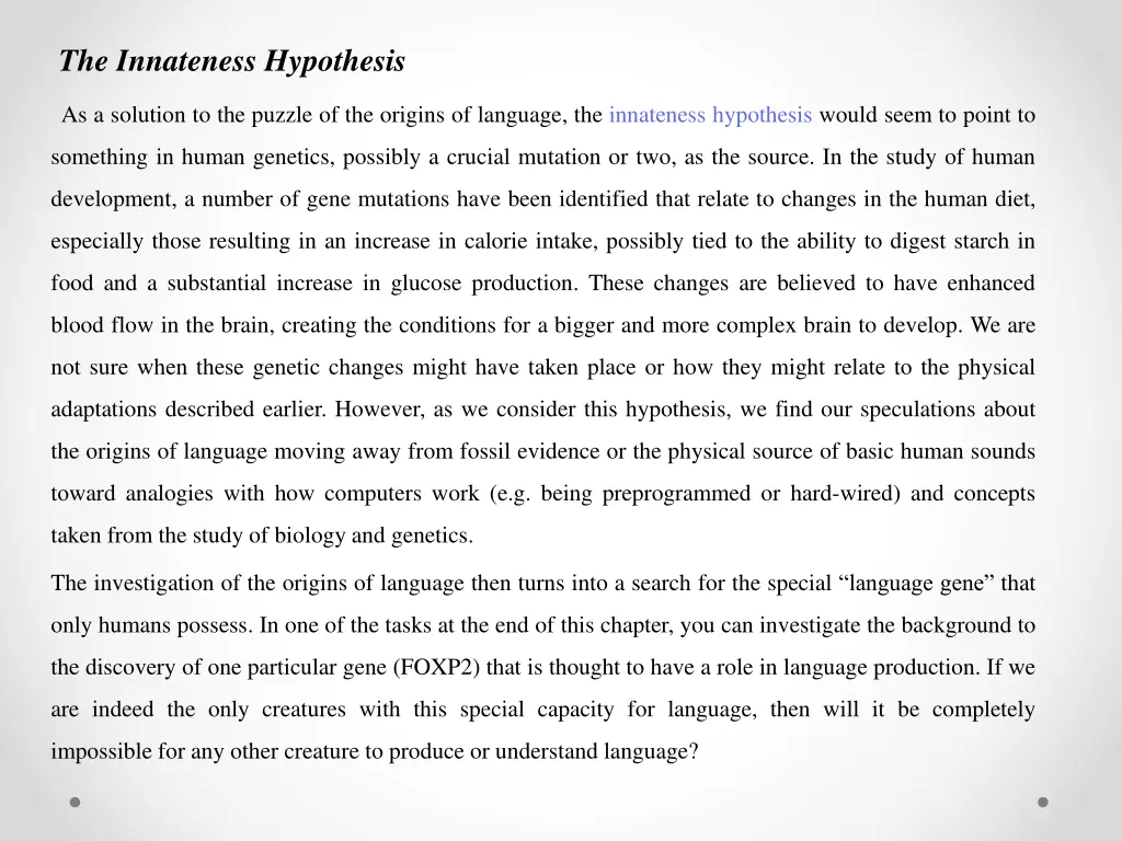 the innateness hypothesis