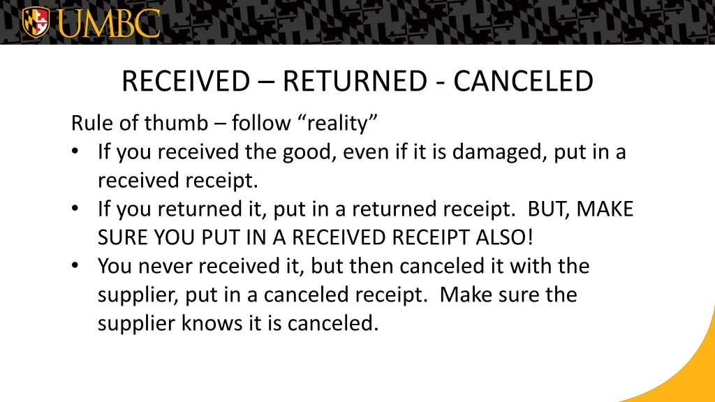 received returned canceled