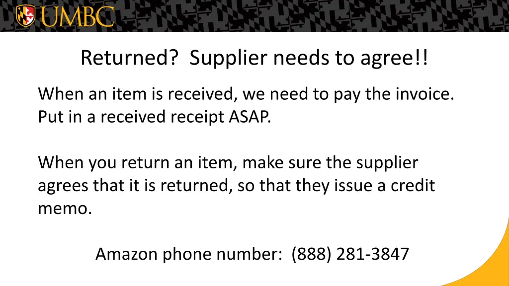 returned supplier needs to agree