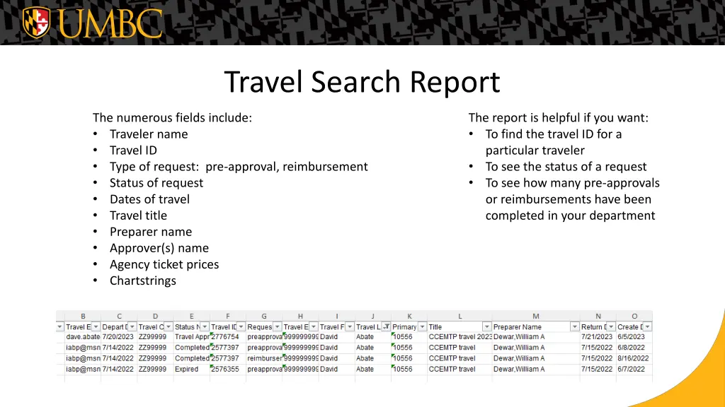 travel search report