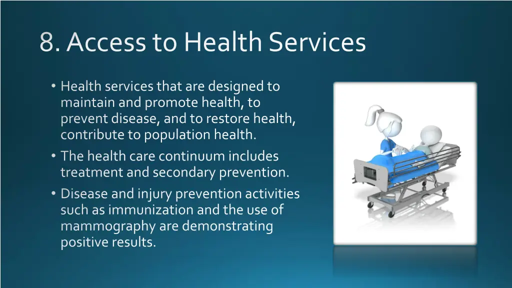 8 access to health services