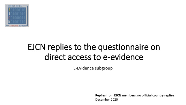 ejcn replies to the questionnaire on ejcn replies