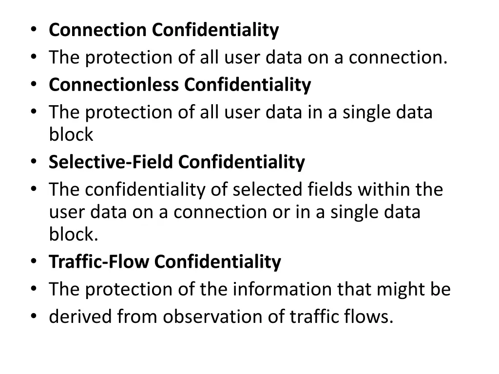 connection confidentiality the protection