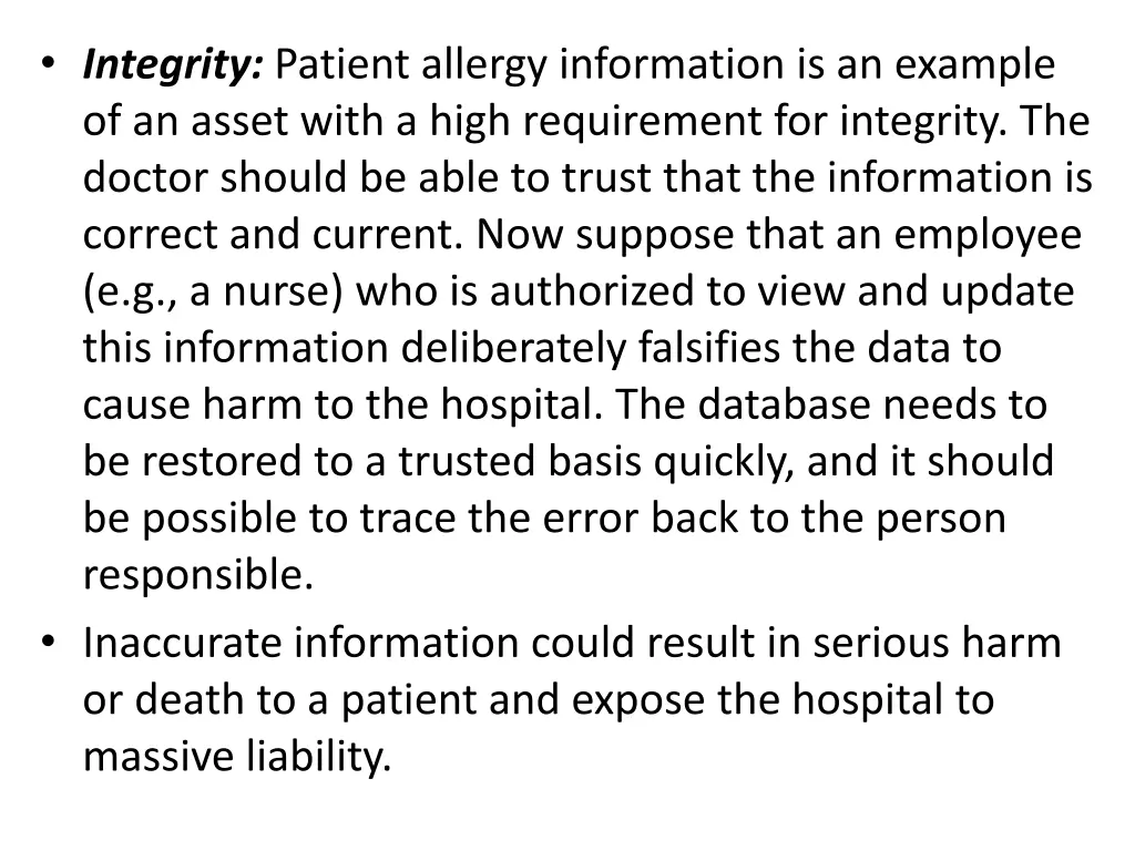 integrity patient allergy information