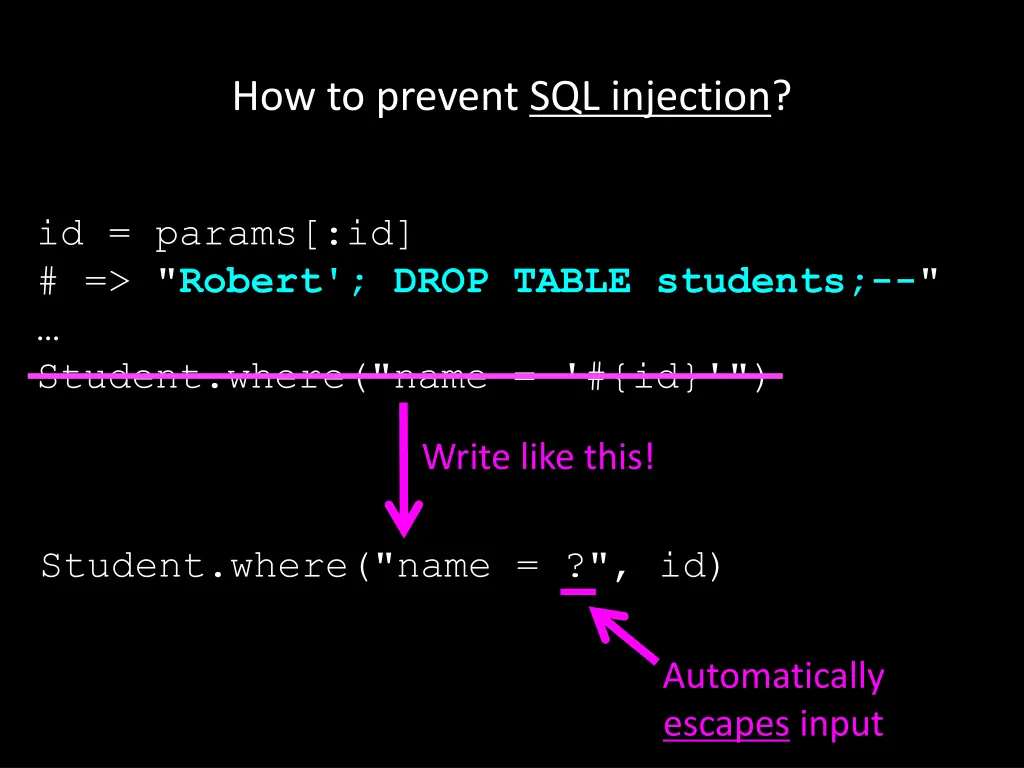 how to prevent sql injection 1