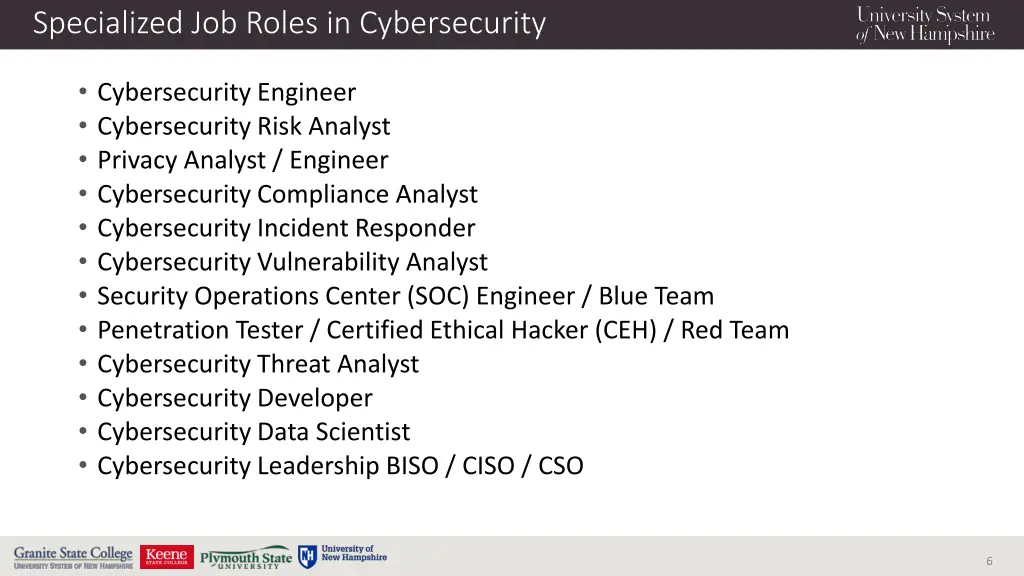 specialized job roles in cybersecurity