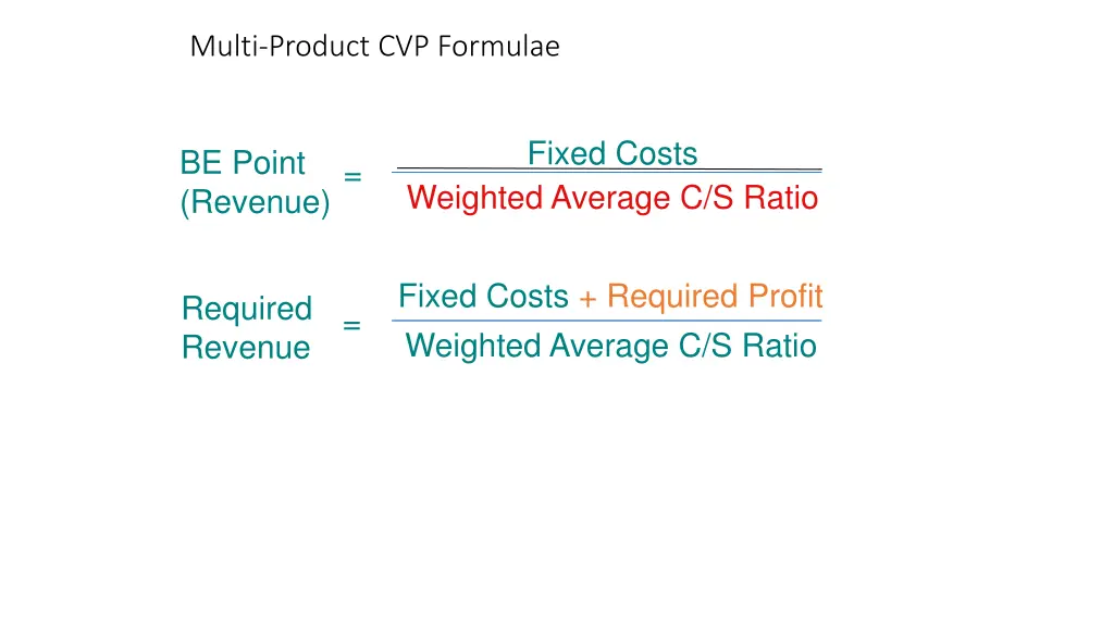 multi product cvp formulae