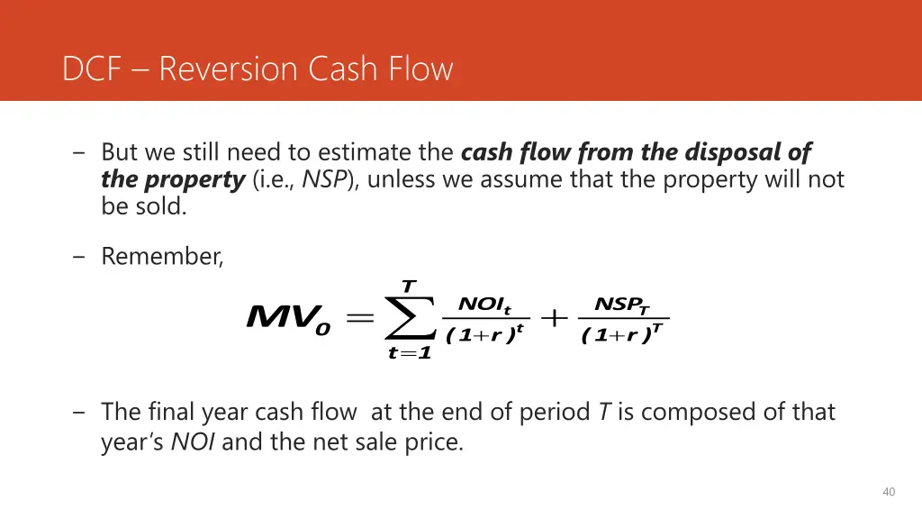 dcf reversion cash flow