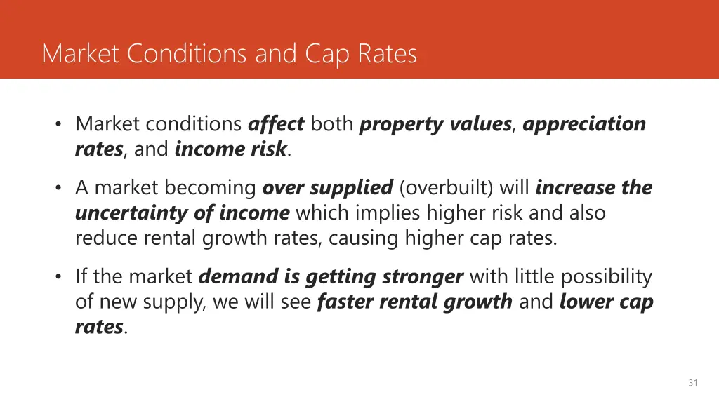 market conditions and cap rates