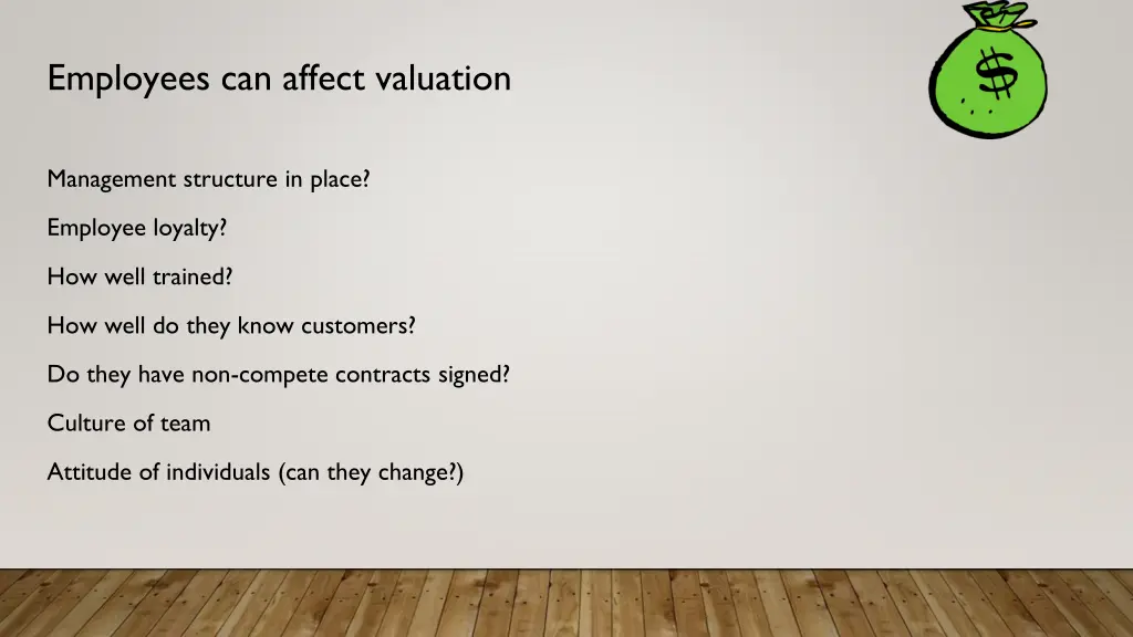 employees can affect valuation