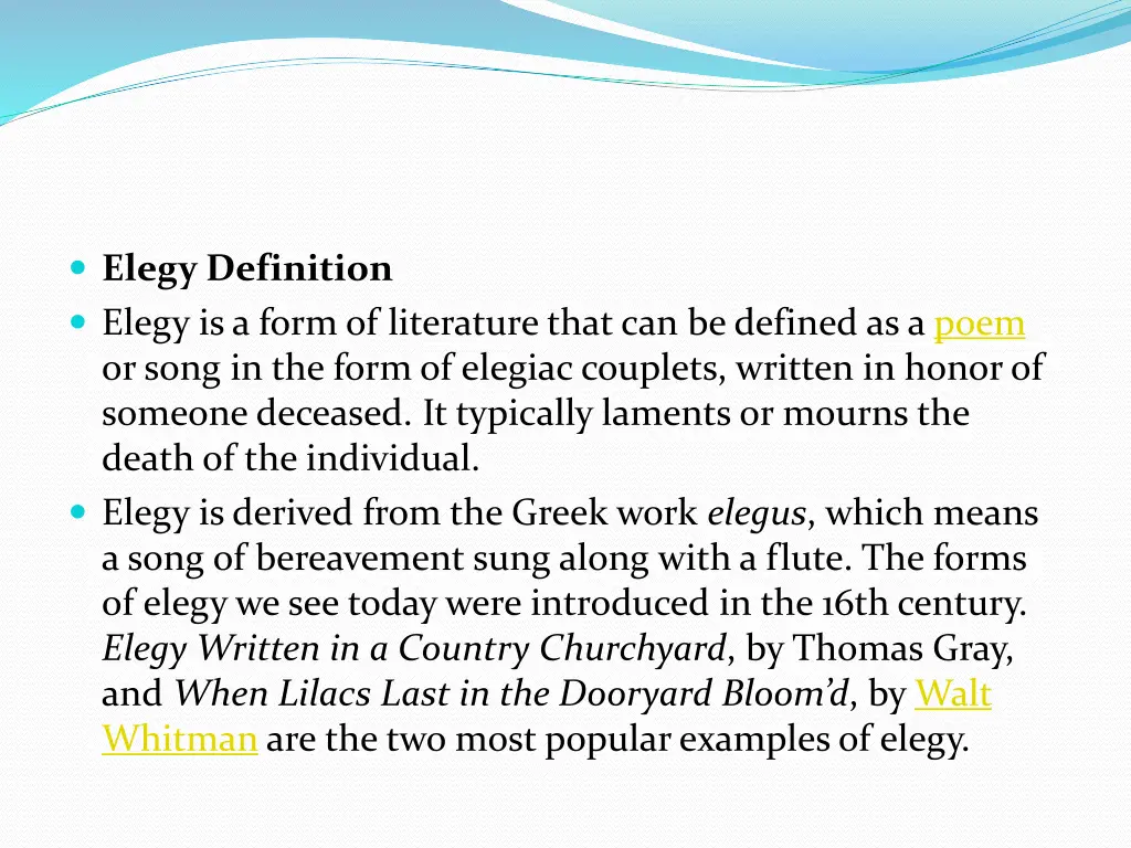 elegy definition elegy is a form of literature