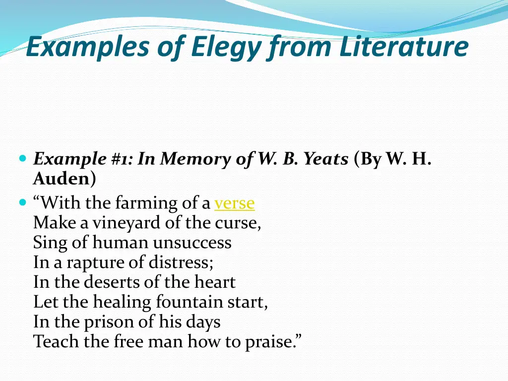 examples of elegy from literature