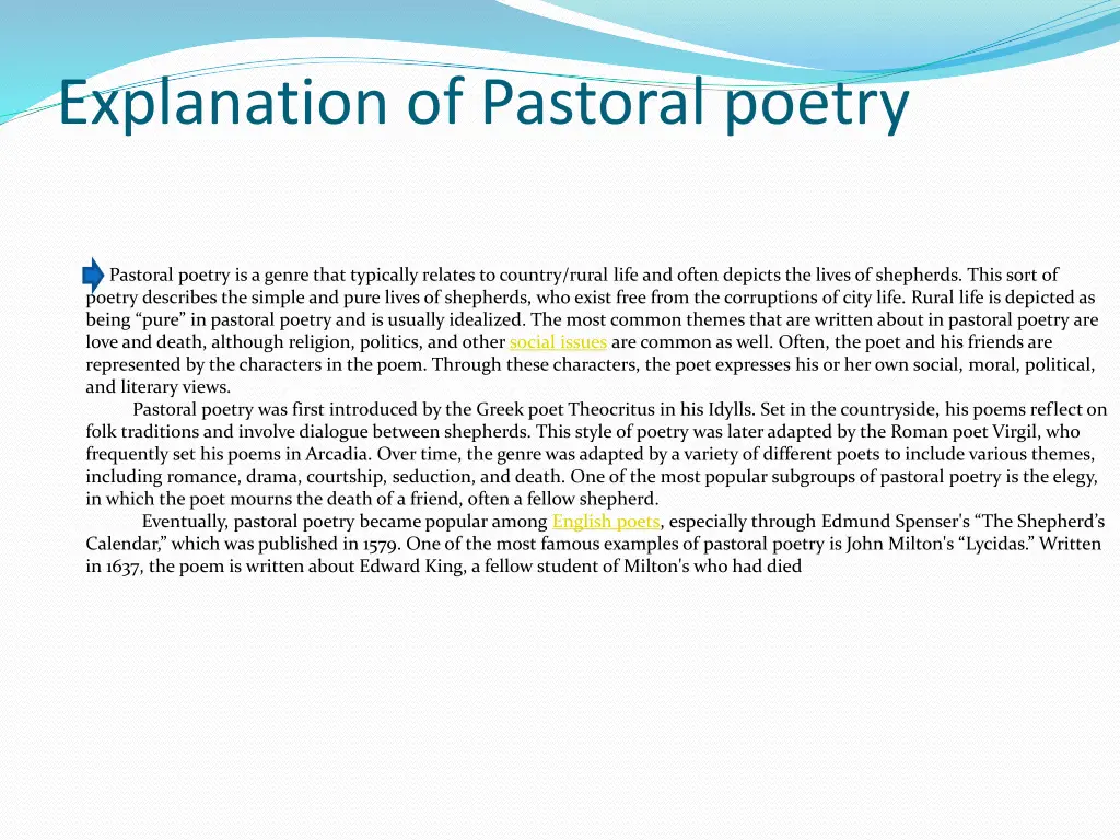 explanation of pastoral poetry