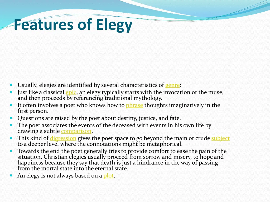 features of elegy