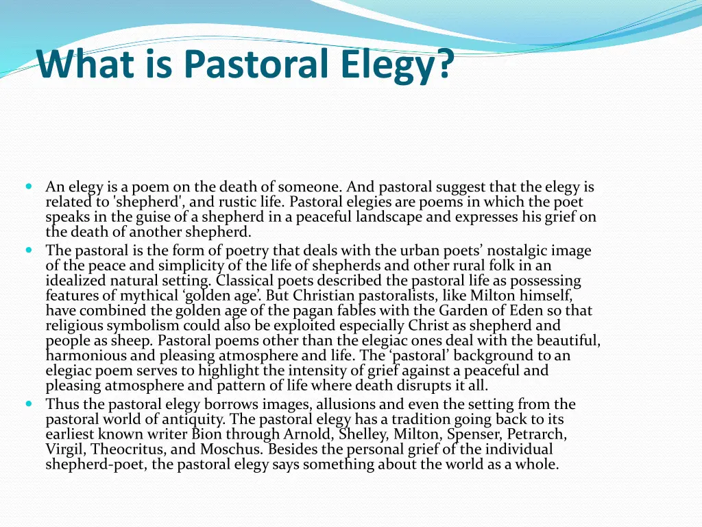 what is pastoral elegy