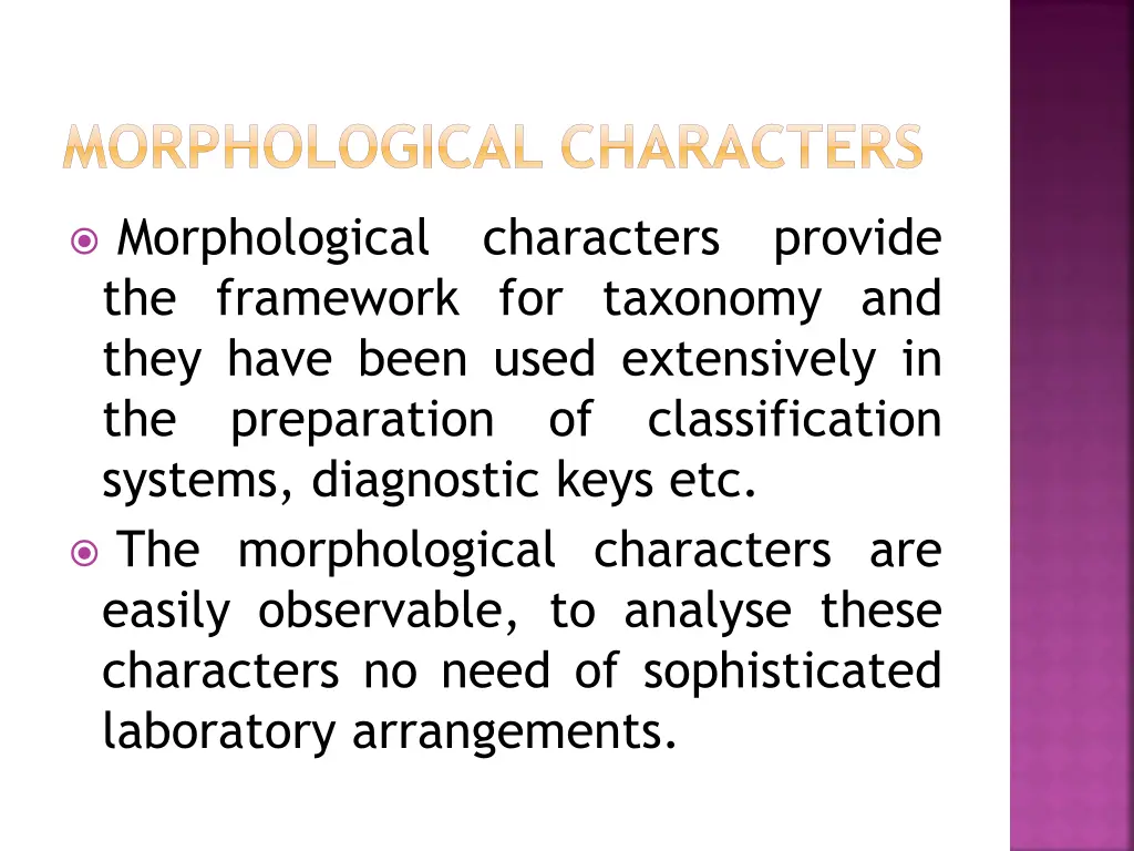 morphological characters