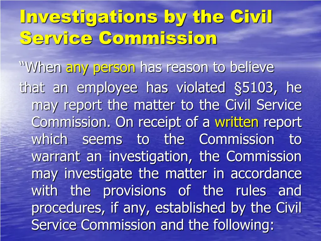 investigations by the civil service commission