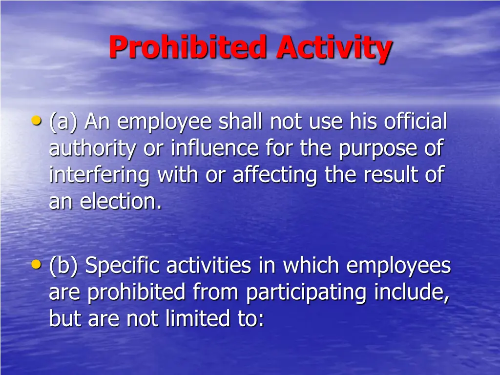 prohibited activity