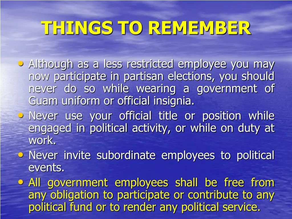 things to remember