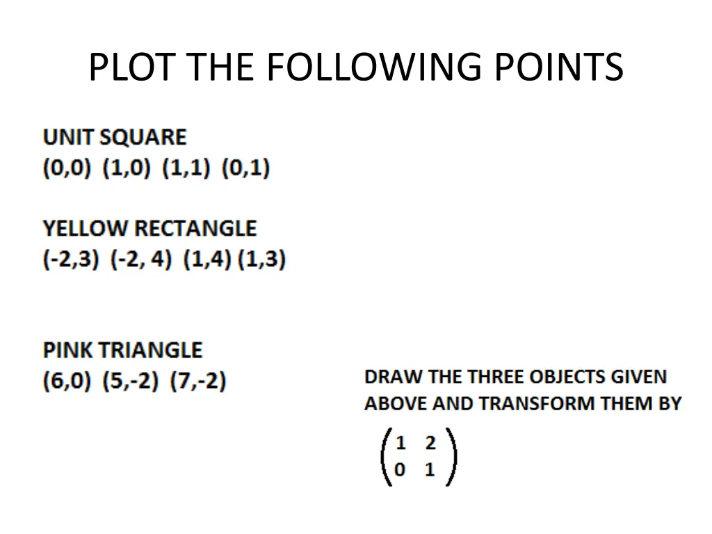 plot the following points 1