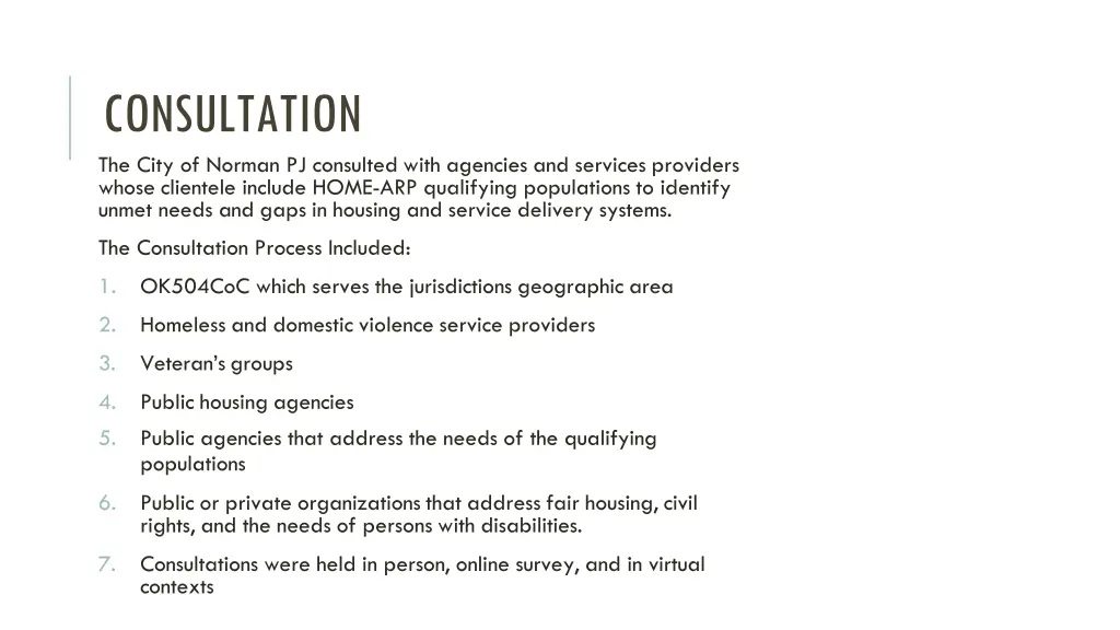 consultation the city of norman pj consulted with