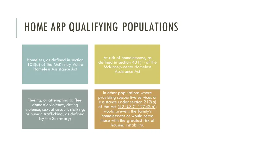 home arp qualifying populations