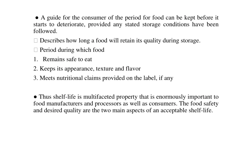 a guide for the consumer of the period for food