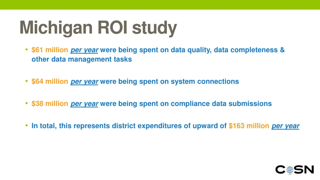 michigan roi study