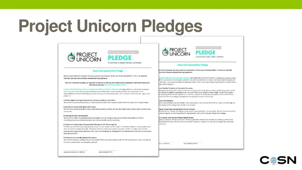 project unicorn pledges