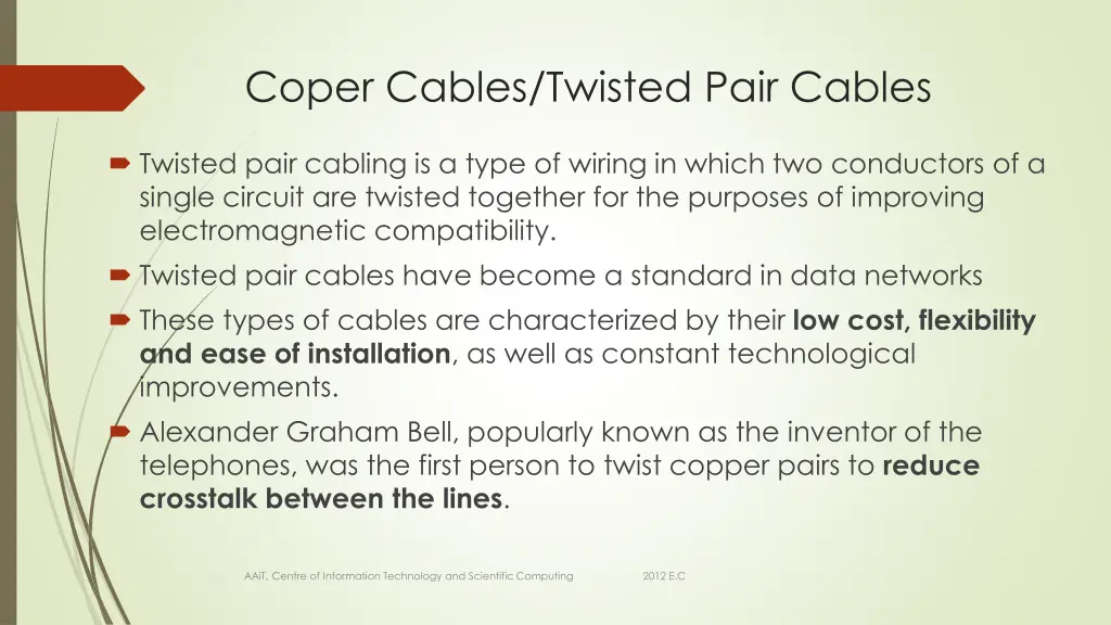 coper cables twisted pair cables