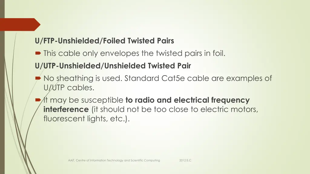 u ftp unshielded foiled twisted pairs this cable