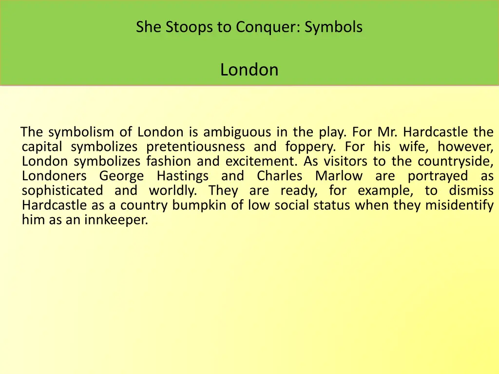 she stoops to conquer symbols 2