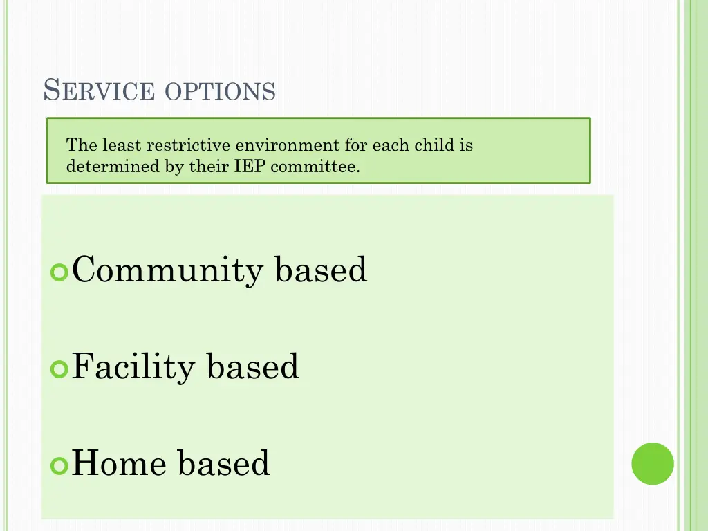 s ervice options