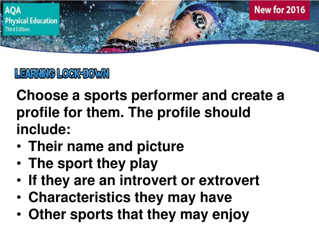 choose a sports performer and create a profile