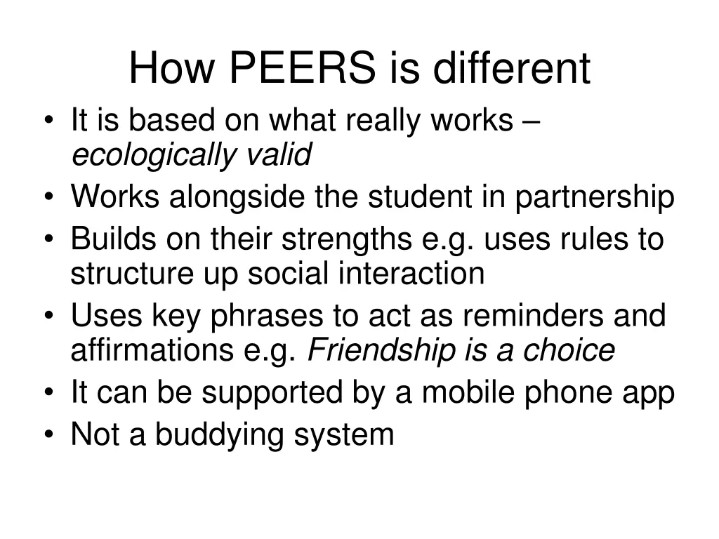 how peers is different it is based on what really