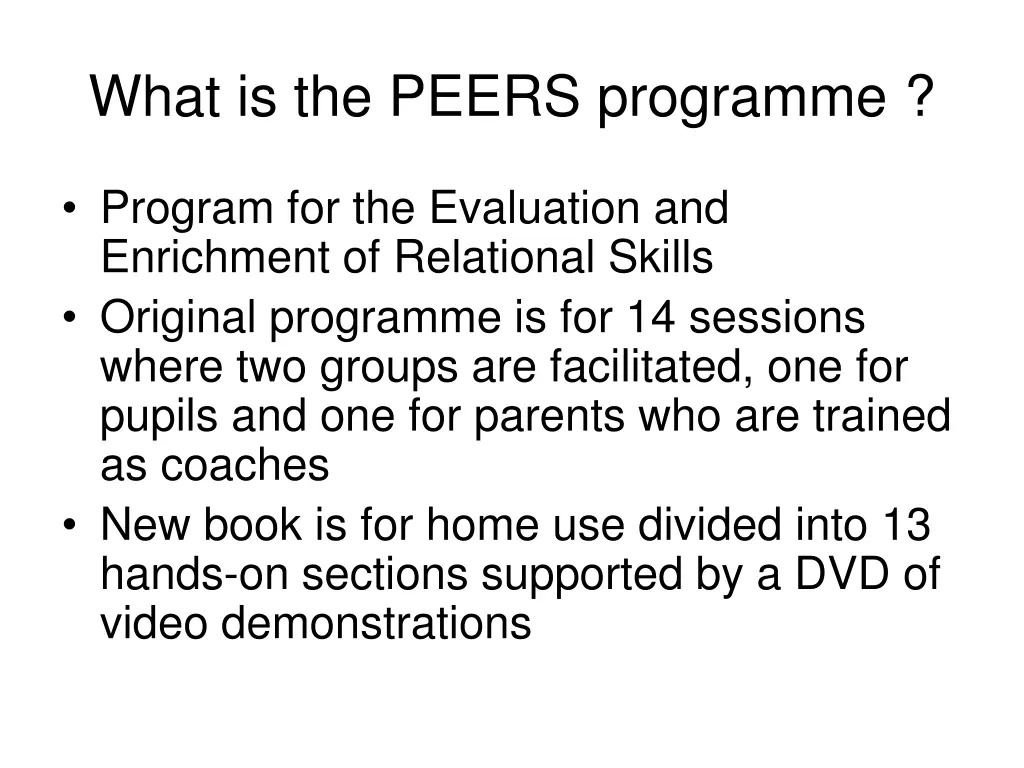 what is the peers programme 1