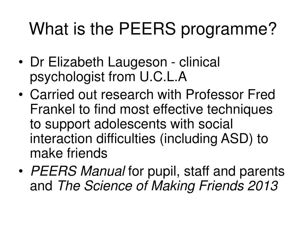 what is the peers programme