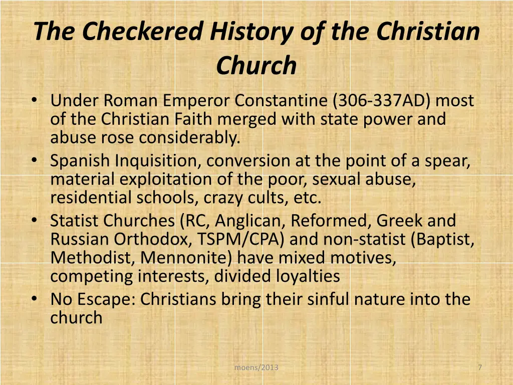 the checkered history of the christian church