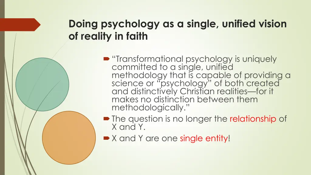 doing psychology as a single unified vision