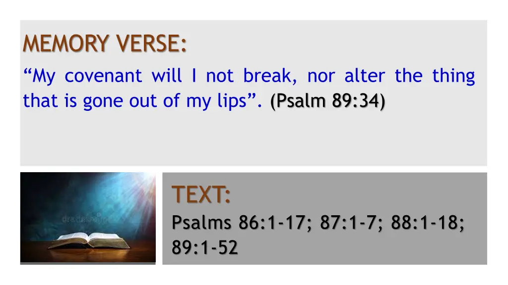 memory verse my covenant will i not break