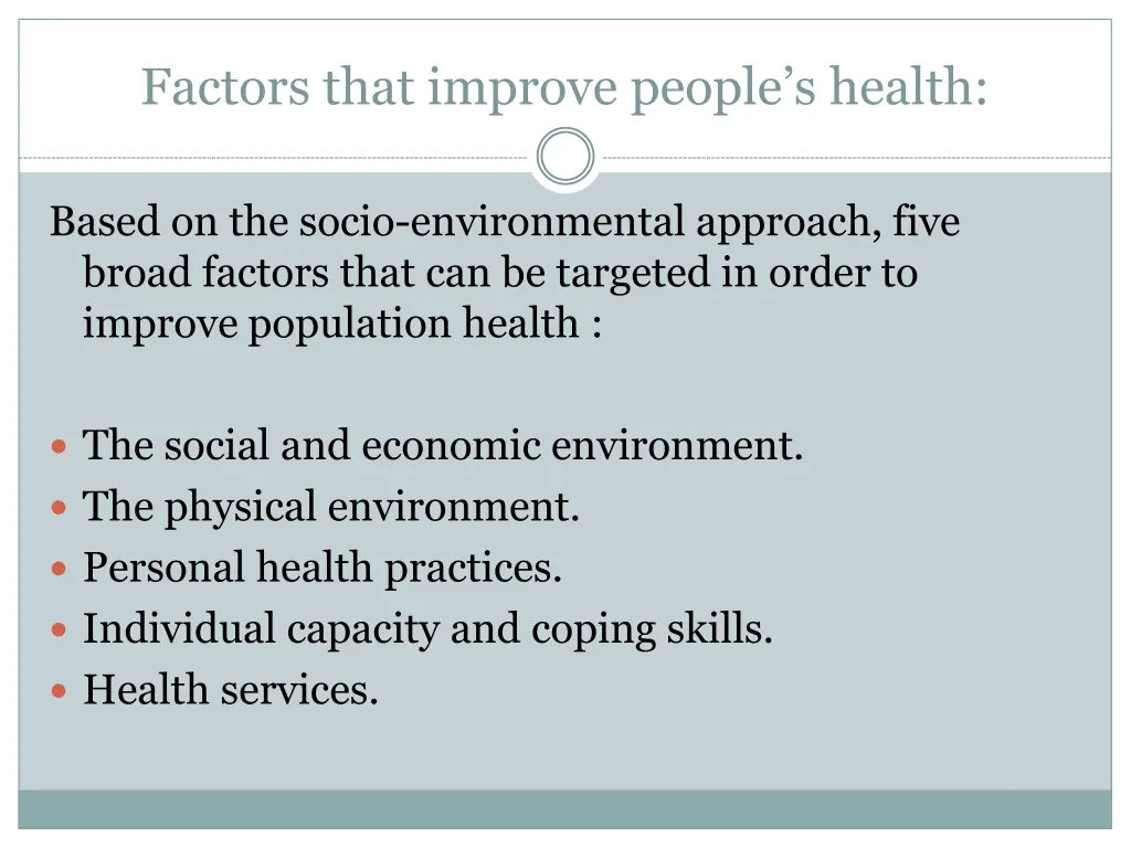 factors that improve people s health