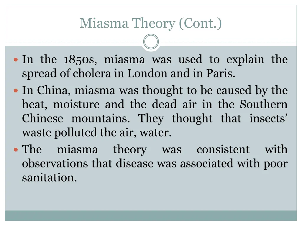 miasma theory cont