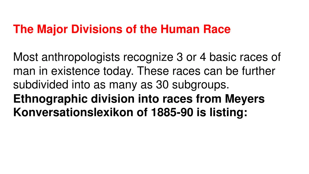 the major divisions of the human race