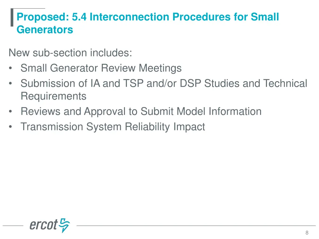 proposed 5 4 interconnection procedures for small