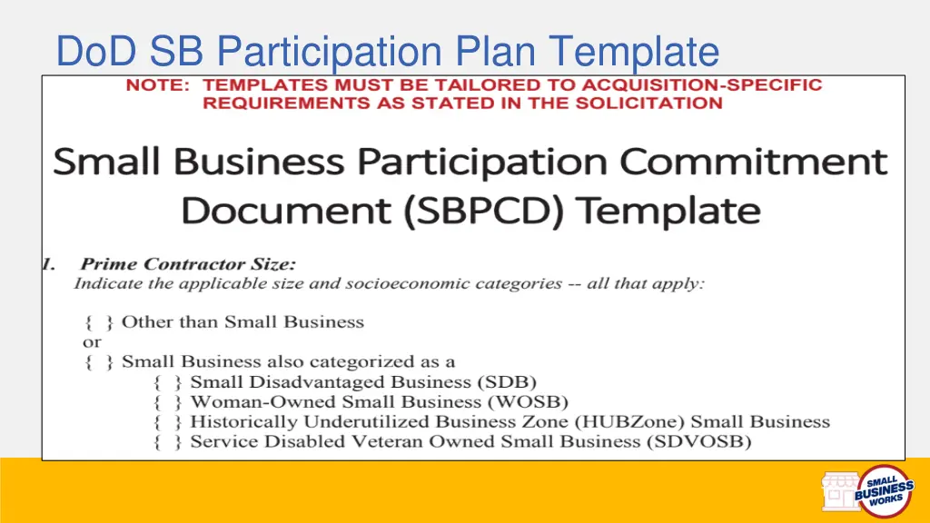 dod sb participation plan template