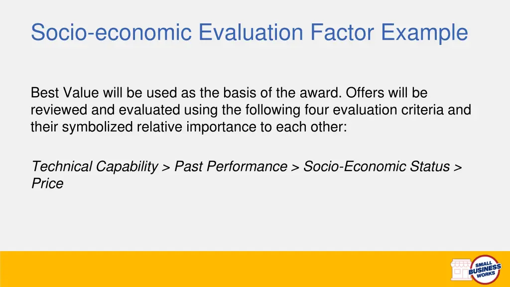 socio economic evaluation factor example