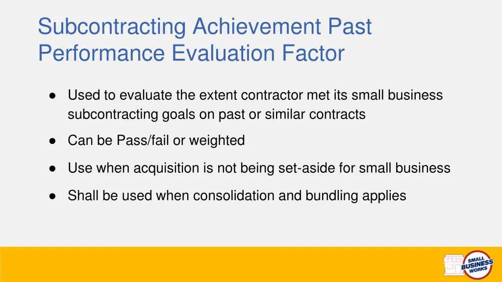 subcontracting achievement past performance