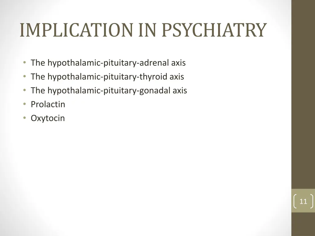 implication in psychiatry